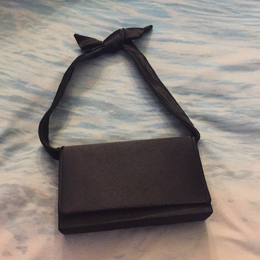 Small Black Silky Dressy Formal Purse with Mirror
